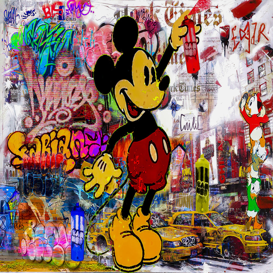 Pop Art Micky Maus Graffiti Leinwand Bilder Wandbilder - Hochwertiger Kunstdruck B8169