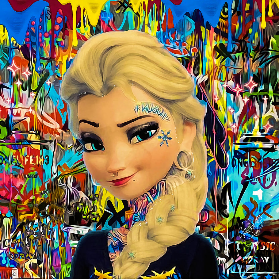 Leinwand Bilder Eiskönigin Elsa Pop Art Wandbilder - Hochwertiger Kunstdruck B8208