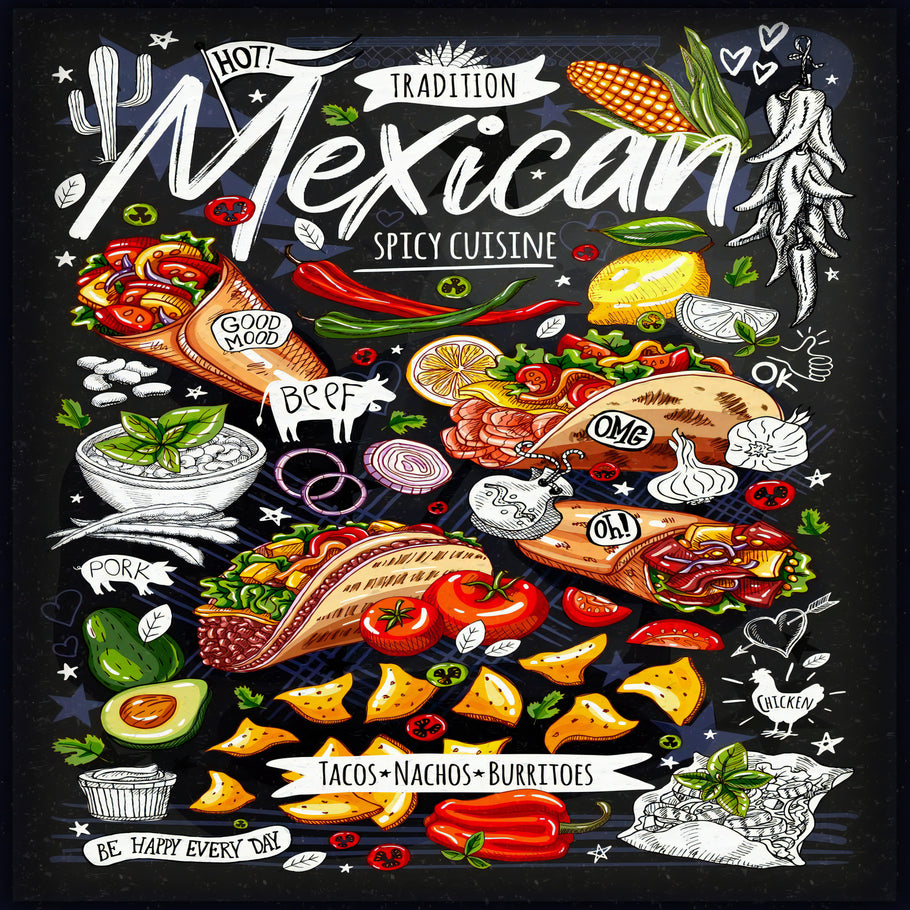 Leinwand Gastro Mexican Speisekarte Bilder Wandbilder - Hochwertiger Kunstdruck B8242