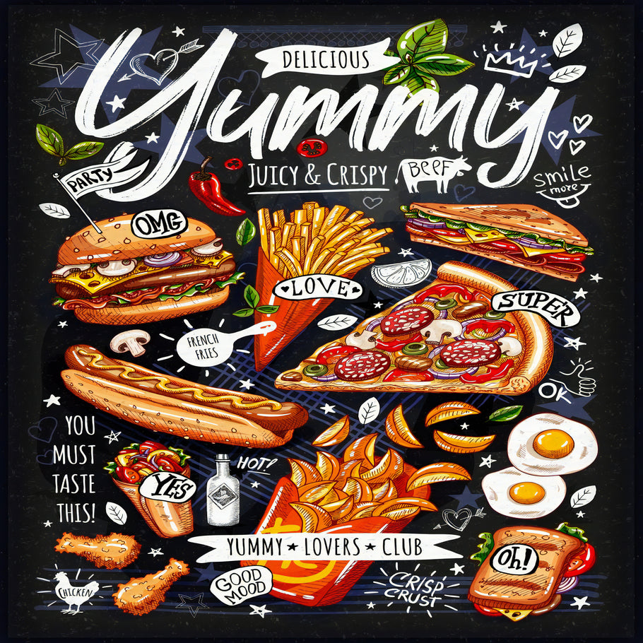 Leinwand Gastro Fastfood Speisekarte Bilder Wandbilder -Hochwertiger Kunstdruck B8246