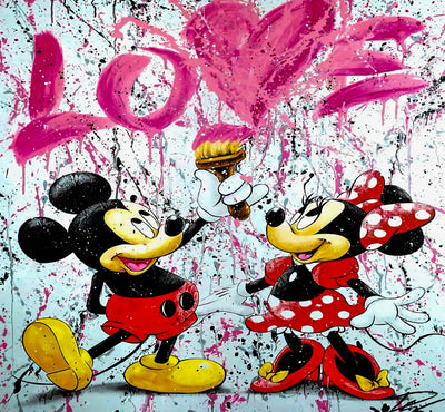 Leinwand Bilder Micky & Minnie love Pop Art Wandbilder - Hochwertiger Kunstdruck B8254
