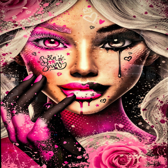 Leinwand Frau Abstrakt Rose Bilder Wandbilder - Hochwertiger Kunstdruck B8265