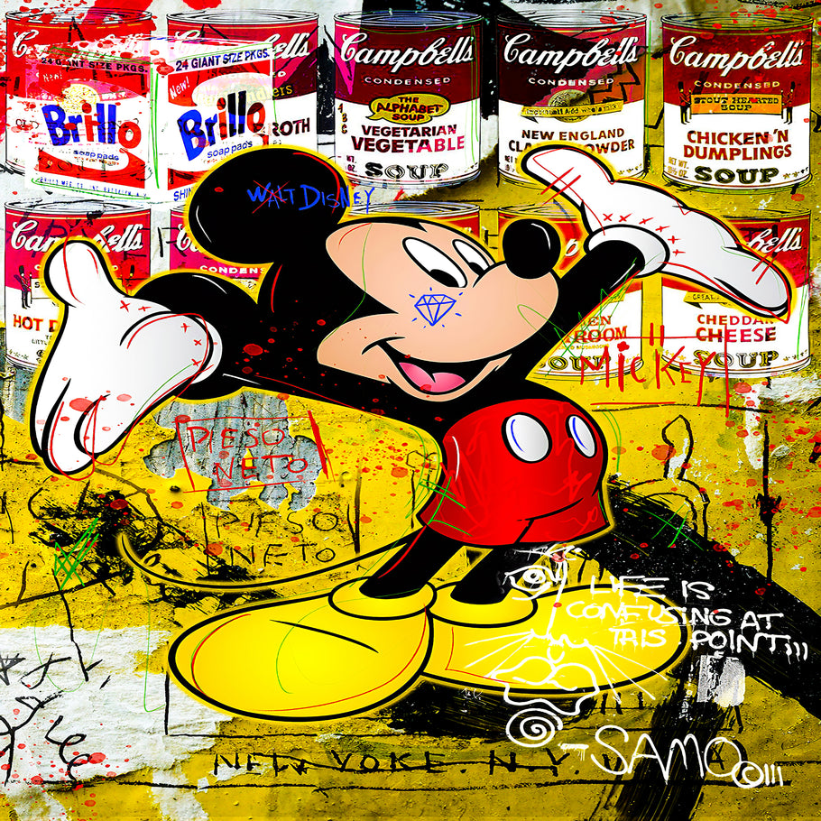 Leinwand Bilder Micky Maus Dosen Pop Art Wandbilder-Hochwertiger Kunstdruck B8329