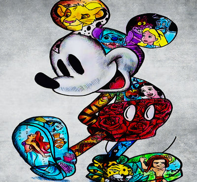 Leinwand Bilder Micky Maus Figuren Pop Art Wandbilder-Hochwertiger Kunstdruck B8336