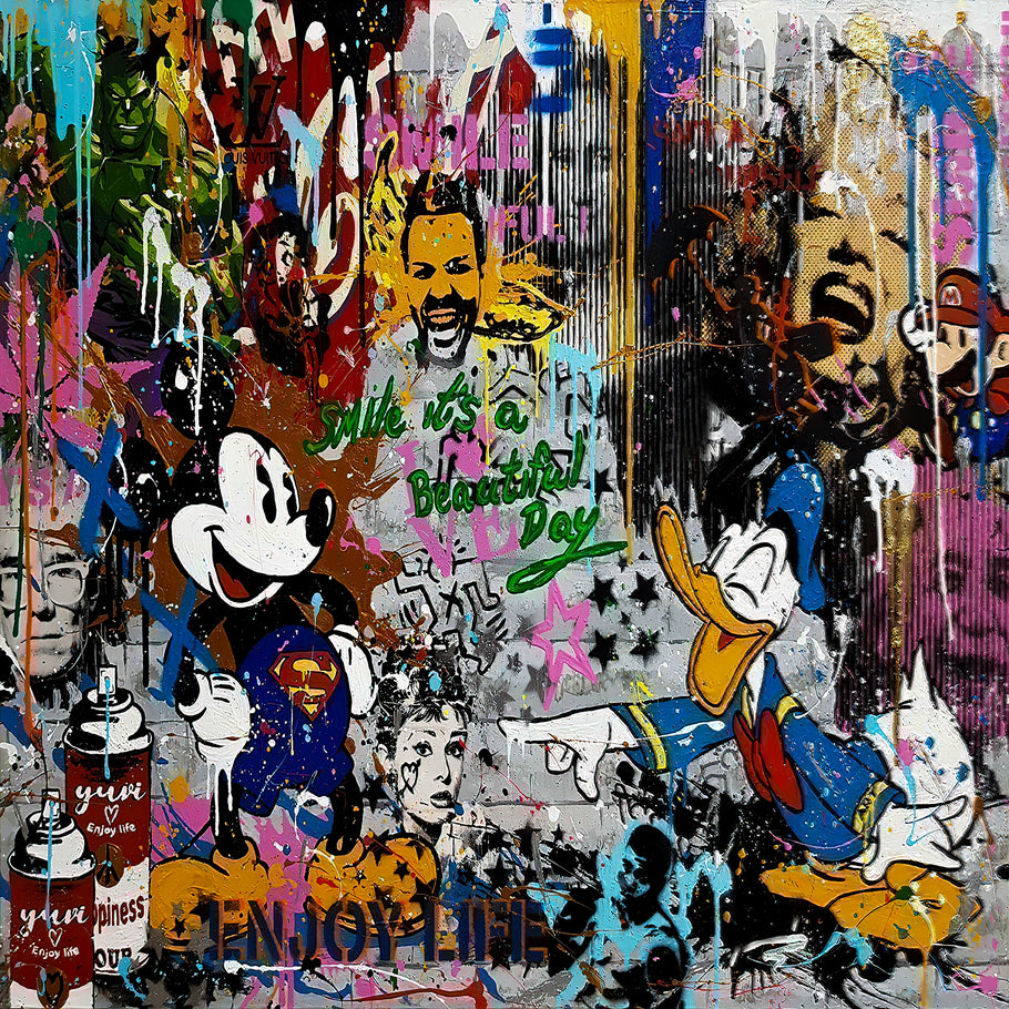 Leinwand Bilder Micky Maus Donald DuckPop Art Wandbilder-Hochwertiger Kunstdruck B8351
