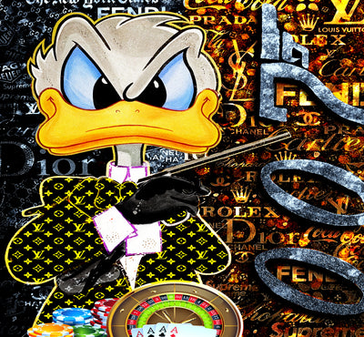 Leinwand Bilder Dagobert Duck 007 Pop Art Wandbilder -Hochwertiger Kunstdruck B8418