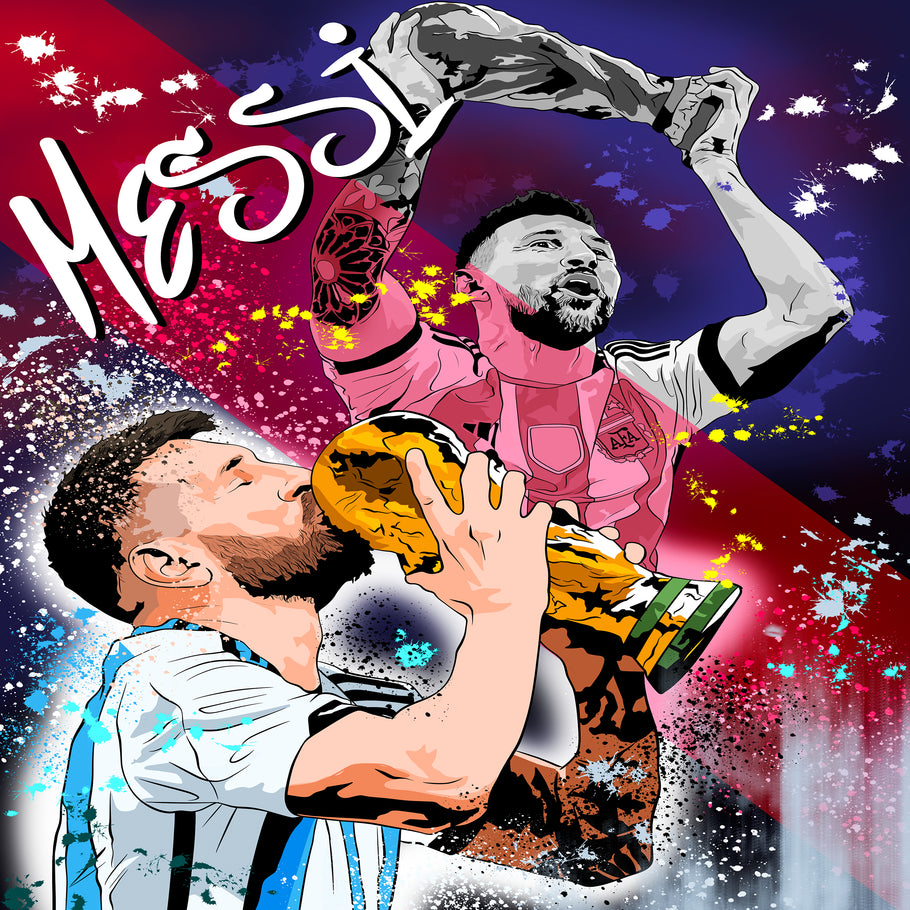 Leinwand Bilder Lionel Messi ChampionPop Art Wandbilder -Hochwertiger Kunstdruck B8425