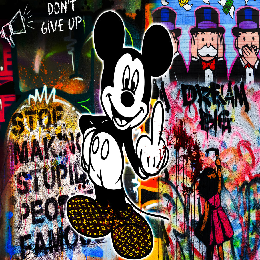 Leinwand Bilder Micky Maus Dream Big Pop Art Wandbilder -Hochwertiger Kunstdruck B8428