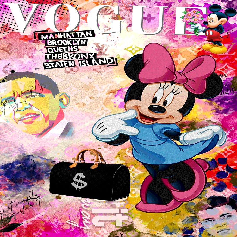 Leinwand Bilder Minnie Maus Tasche Pop Art Wandbilder -Hochwertiger Kunstdruck B8429
