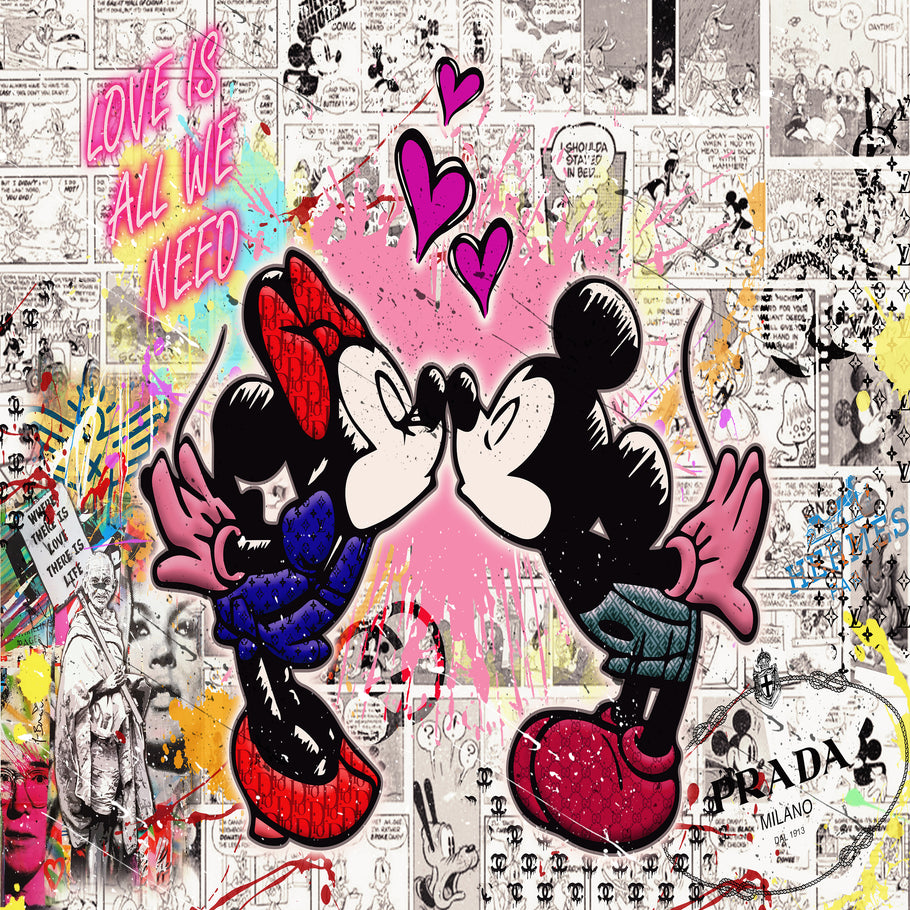 Leinwand Bilder Micky Minnie Maus Pop Art Wandbilder -Hochwertiger Kunstdruck B8430