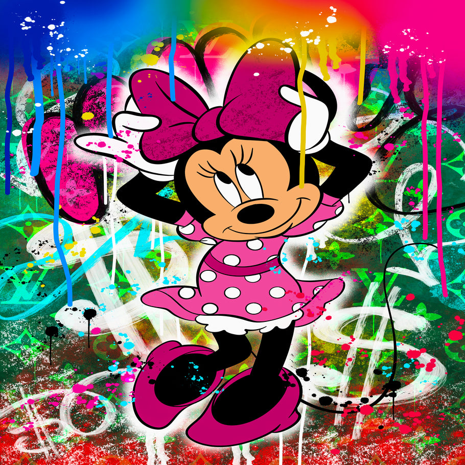 Leinwand Bilder Minnie Maus Schleife Pop Art Wandbilder-Hochwertiger Kunstdruck B8432