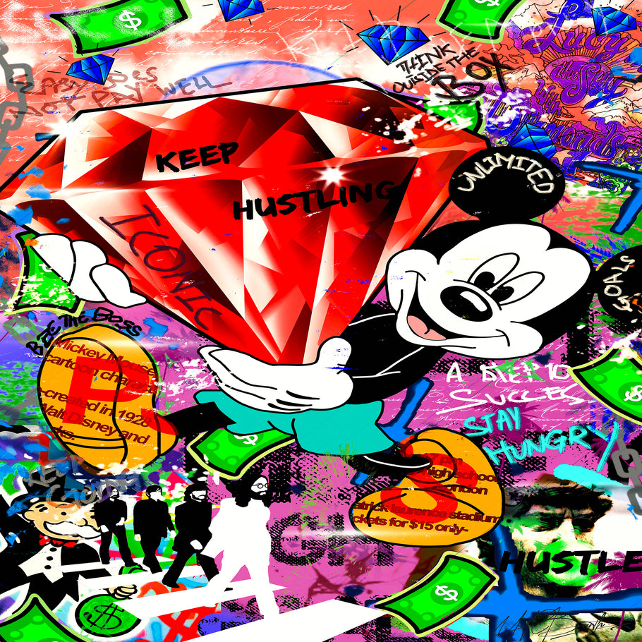 Leinwand Bilder Micky Maus Diamant  Pop Art Wandbilder-Hochwertiger Kunstdruck B8434
