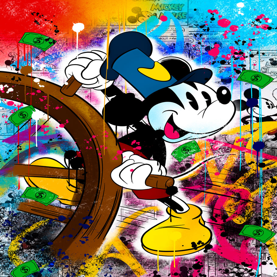 Leinwand Bilder Micky Maus Kapitän Pop Art Wandbilder-Hochwertiger Kunstdruck B8435