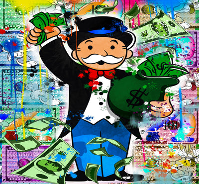 Leinwand Bilder Mr. Monopoly Geld Pop Art Wandbilder -Hochwertiger Kunstdruck B8443