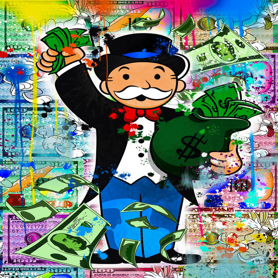 Leinwand Bilder Mr. Monopoly Geld Pop Art Wandbilder -Hochwertiger Kunstdruck B8443