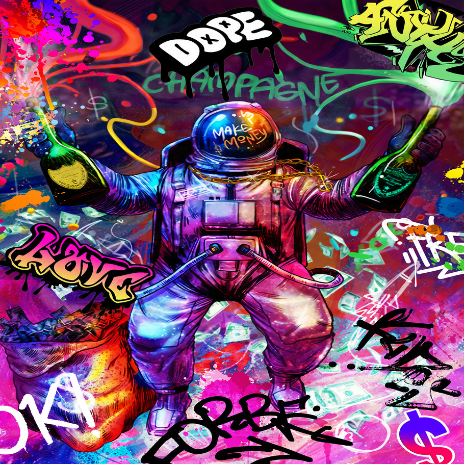 Leinwand Bilder Weltall Astronaut  PopArt Wandbilder -Hochwertiger Kunstdruck B8453