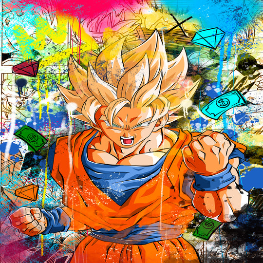 Leinwand Bilder Dragon Ball Z Goku PopArt Wandbilder -Hochwertiger Kunstdruck B8455