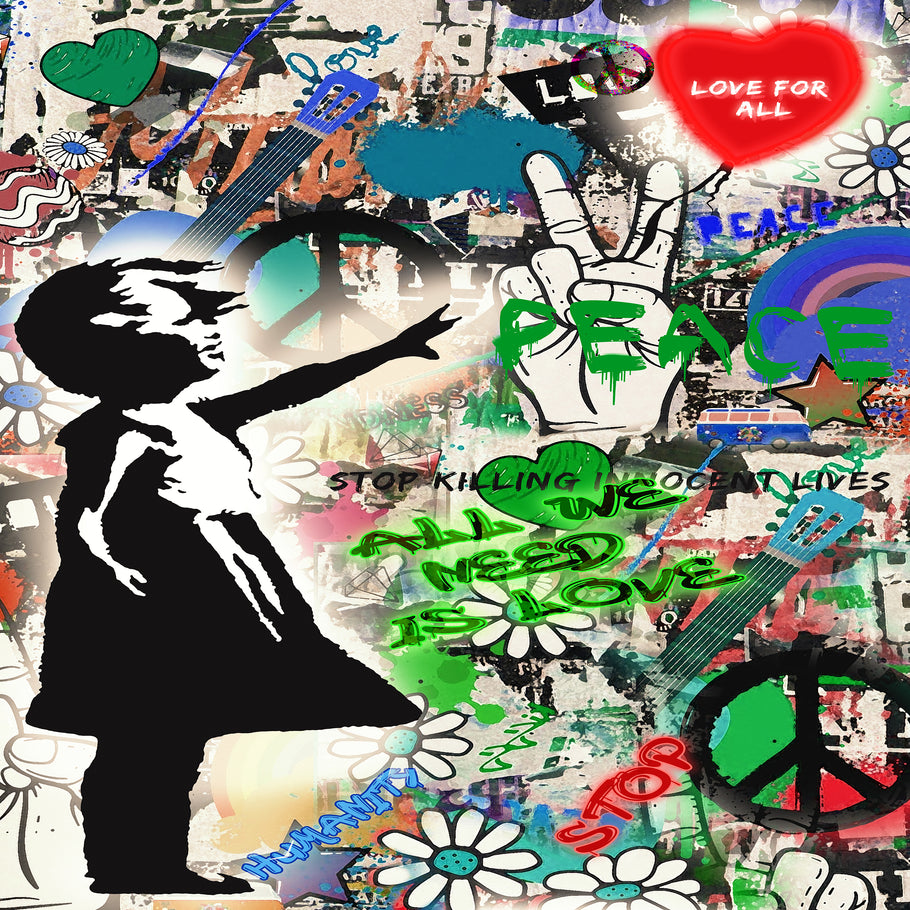 Leinwand Bilder Balloon Love Peace  PopArt Wandbilder -Hochwertiger Kunstdruck B8456