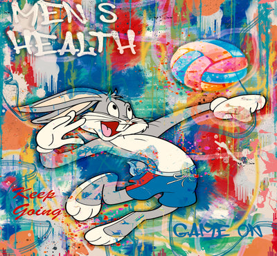 Leinwand Bilder Bugs Bunny Volleybal lPop Art Wandbilder Hochwertiger Kunstdruck B8457