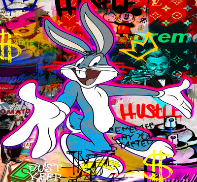 Leinwand Bilder Bugs Bunny Hustle Pop Art Wandbilder -Hochwertiger Kunstdruck B8487