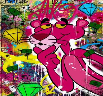 Leinwand Bilder Panther Denker Pop Art Wandbilder -Hochwertiger Kunstdruck B8492