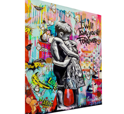 Pop Art Love Leinwand Bilder Wandbilder - Hochwertiger Kunstdruck B8183