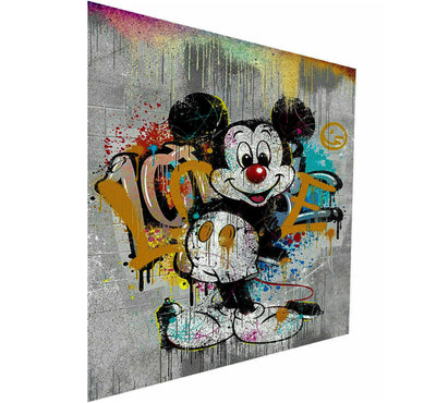 Leinwand Pop Art Micky Maus Love Bilder Wandbilder - Hochwertiger Kunstdruck B8310