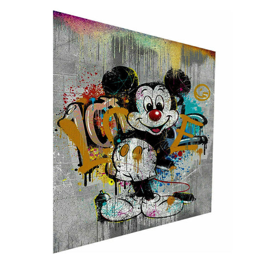 Leinwand Pop Art Micky Maus Love Bilder Wandbilder - Hochwertiger Kunstdruck B8310