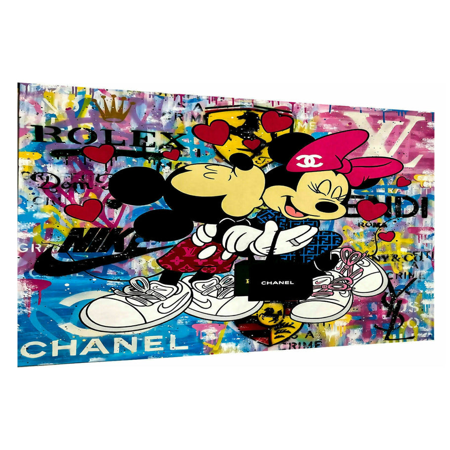 Pop Art Micky Maus Liebe Leinwand Bilder Wandbilder - Hochwertiger Kunstdruck B8023