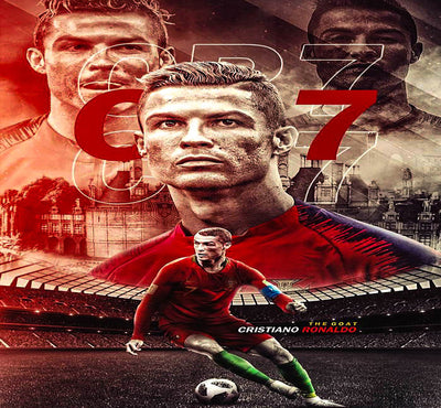Cristiano Ronaldo CR7 Fußball Leinwand Wandbilder - Hochwertiger Kunstdruck P5286