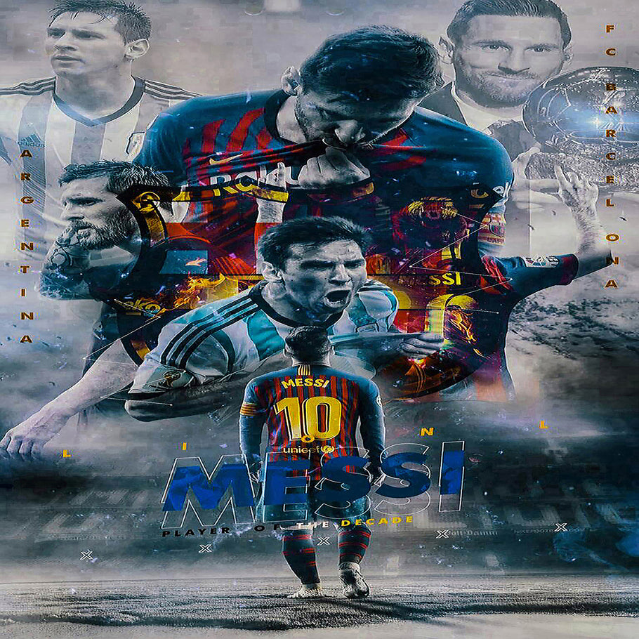 Fußball Lionel Messi FC Barcelona Leinwand Wandbilder - Hochwertiger Kunstdruck P5288