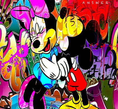 Pop Art Micky Maus Minnie Leinwand Bilder Wandbilder - Hochwertiger Kunstdruck B8111