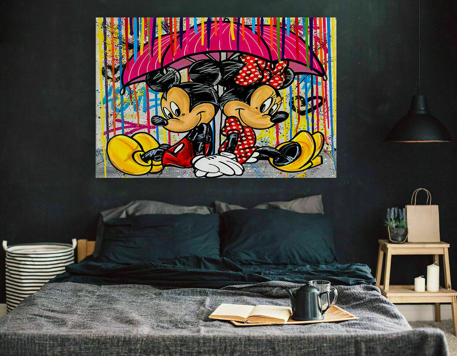 Pop Art Micky Maus Minnie Leinwand Bilder Wandbilder - Hochwertiger Kunstdruck B8167