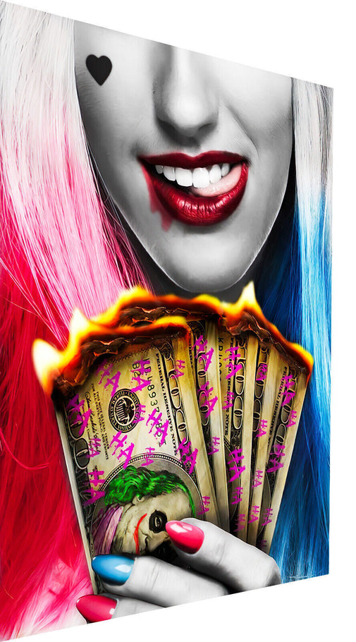 Leinwand Frau Punk Farbenfroh Geld Bilder Wandbilder - Hochwertiger Kunstdruck B8262