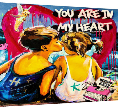 Leinwand Bilder Abstrakt Heart Love Comic Wandbilder-Hochwertiger Kunstdruck B8279