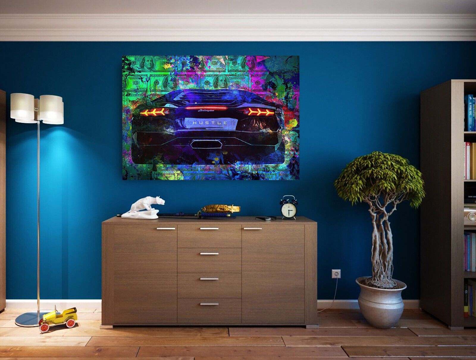 Leinwand Bilder Pop Art Sportwagen Luxus Auto Wandbilder-Hochwertiger Kunstdruck B8270