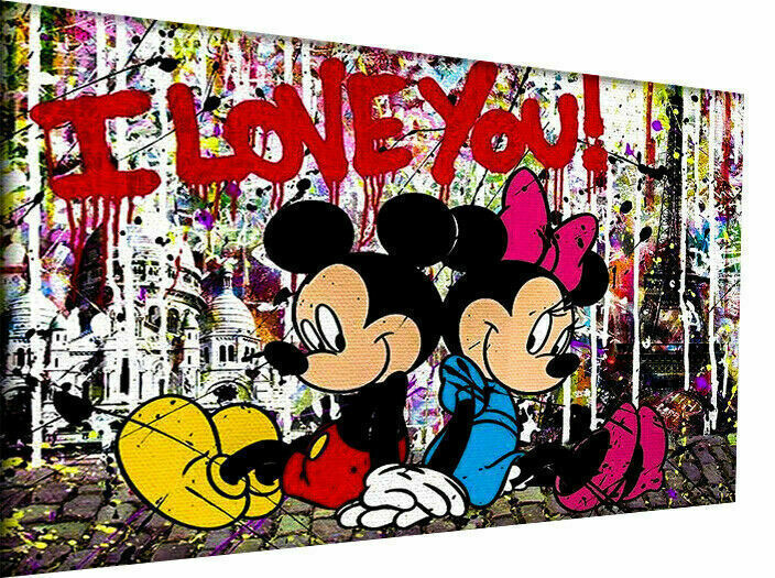 Micky Maus Pop Art  Kunst Leinwand Bilder Wandbilder - Hochwertiger Kunstdruck B8307