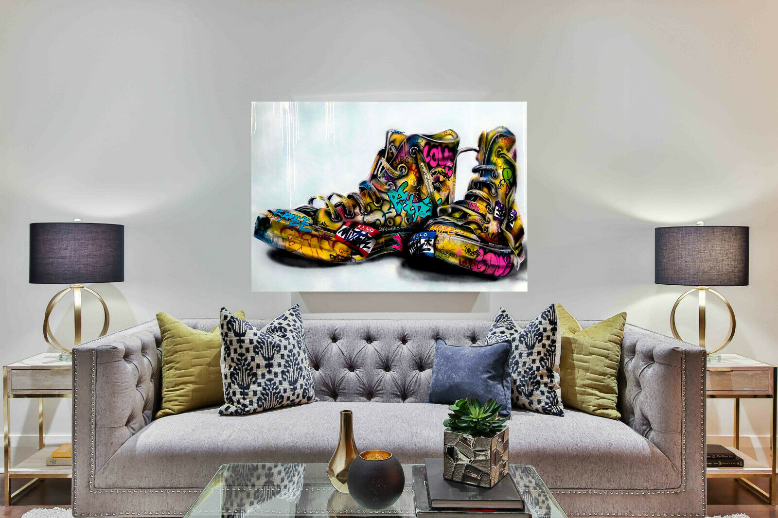 Abstrakte Schuhe Sneaker Leinwand Bilder Wandbilder - Hochwertiger Kunstdruck B8042