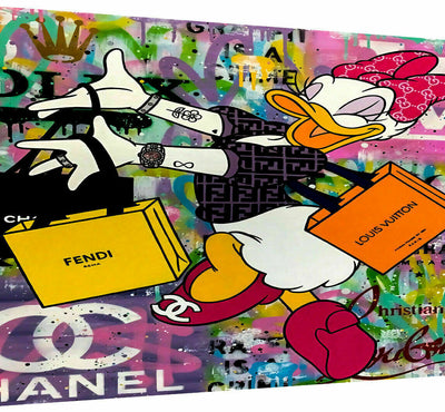 Pop Art Daisy Duck Lifestyle Leinwand Bilder Wandbilder -Hochwertiger Kunstdruck B8025