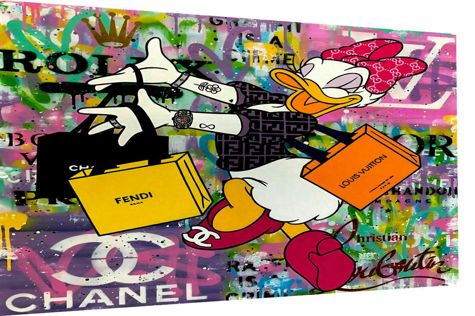 Pop Art Daisy Duck Lifestyle Leinwand Bilder Wandbilder -Hochwertiger Kunstdruck B8025