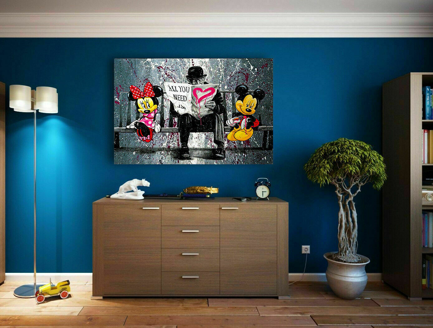 Pop Art Micky Maus Liebe Leinwand Bilder Wandbilder - Hochwertiger Kunstdruck B8106