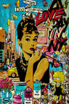 Pop Art Audrey Hepburn Leinwand Bilder Wandbilder - Hochwertiger Kunstdruck B8061