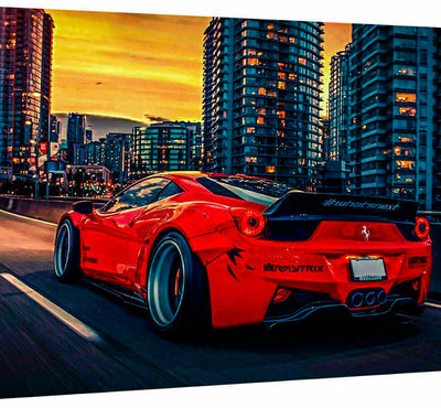 Leinwand Sportwagen Autos Ferrari Bilder Wandbilder - Hochwertiger Kunstdruck A3614