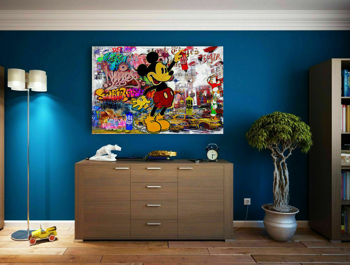 Pop Art Micky Maus Graffiti Leinwand Bilder Wandbilder - Hochwertiger Kunstdruck B8169