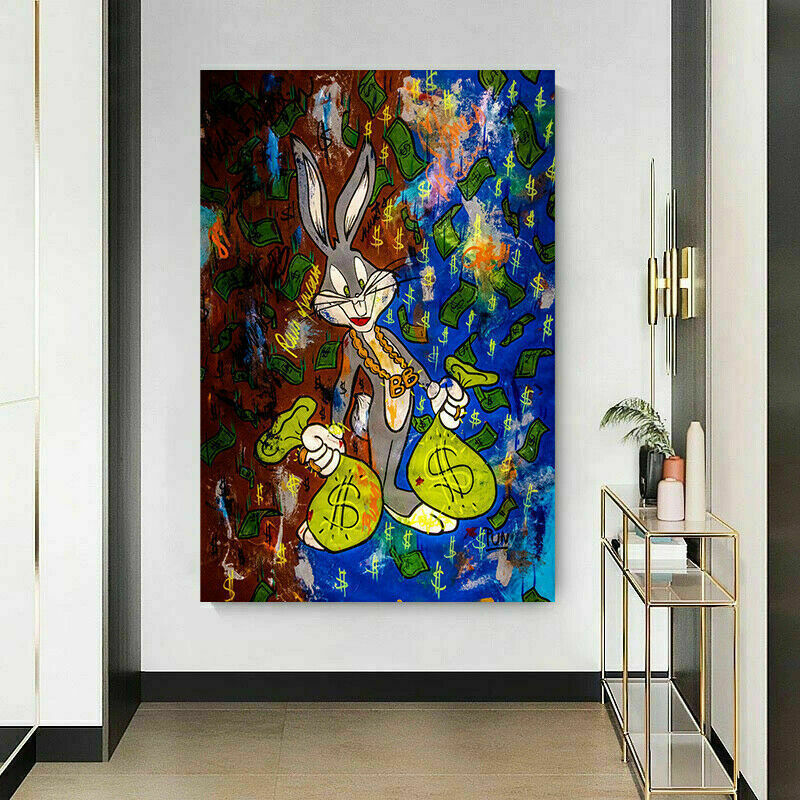 Pop Art Bugs Bunny Hase Leinwand Bilder Wandbilder - Hochwertiger Kunstdruck B8009