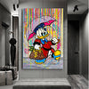 Leinwand Bilder Dagobert Duck Schirm Pop Art Wandbilder -Hochwertiger Kunstdruck B8214