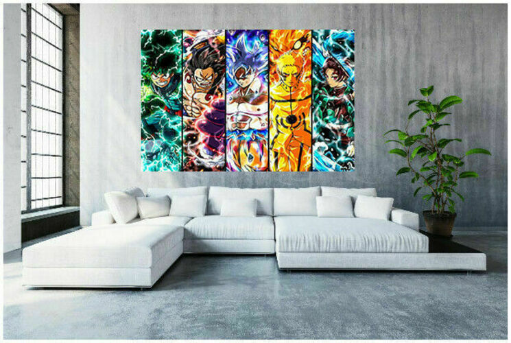 Leinwand Anime Crossover DBZ Naruto One P Wandbilder - Hochwertiger Kunstdruck A3568