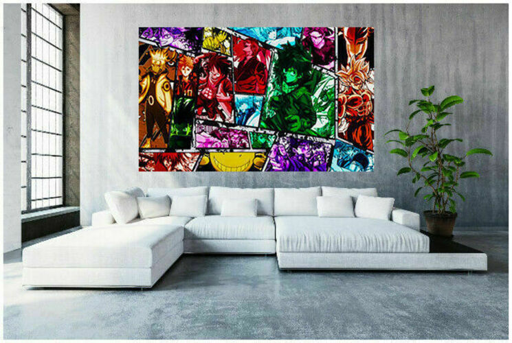 Anime Crossover OP DBZ Leinwand Bilder Wandbilder - Hochwertiger Kunstdruck A3708