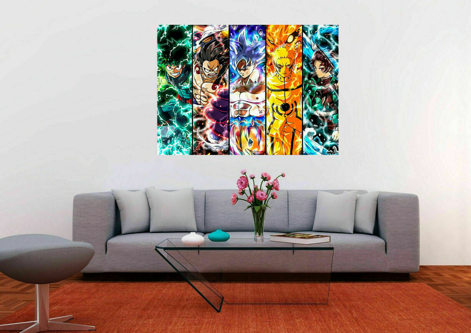 Leinwand Anime Crossover DBZ Naruto One P Wandbilder - Hochwertiger Kunstdruck A3568