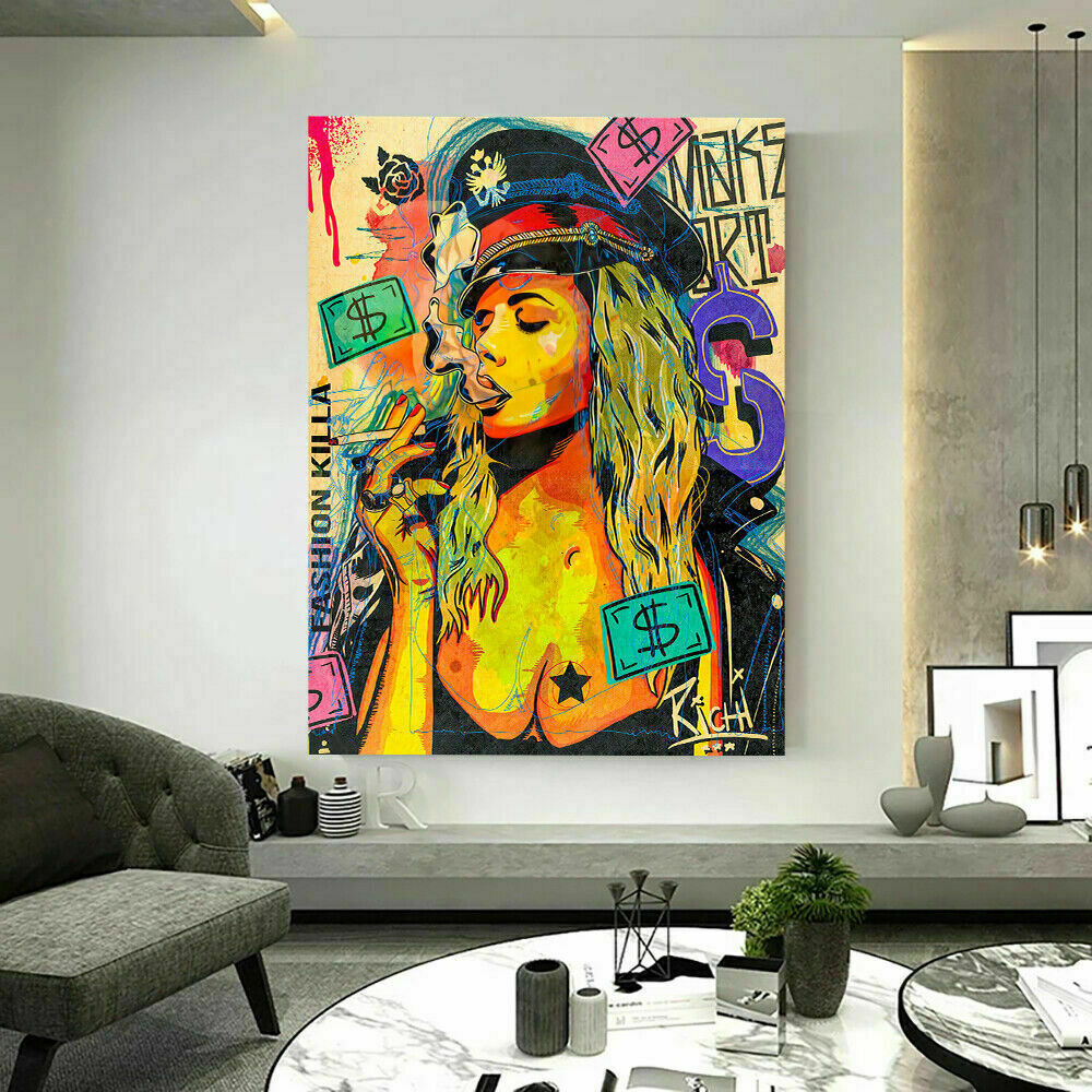 Pop Art Leinwand Frauen Lifestyle Bilder Wandbilder - Hochwertiger Kunstdruck B8136